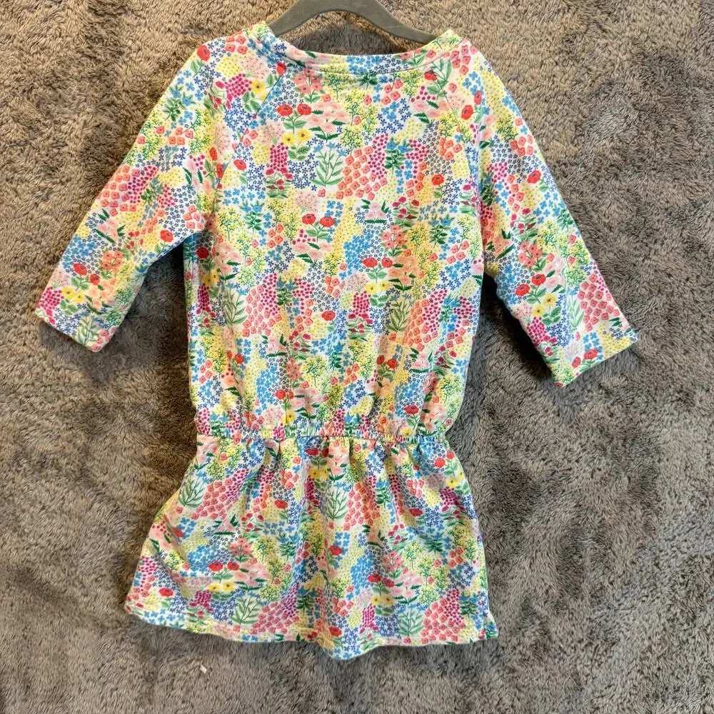 Gymboree Floral Drop Waist Terry Sweatshirt Dress Pockets Girls M 7 8